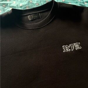RtA Black Crew Sweatshirt with White Gothic Logo